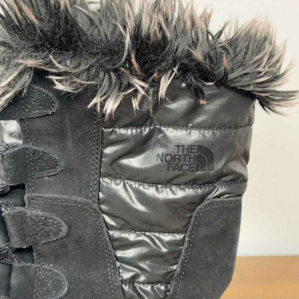 The North Face Boots Womens 10 Black Nuptse Purna Insulated Fur Winter Snow